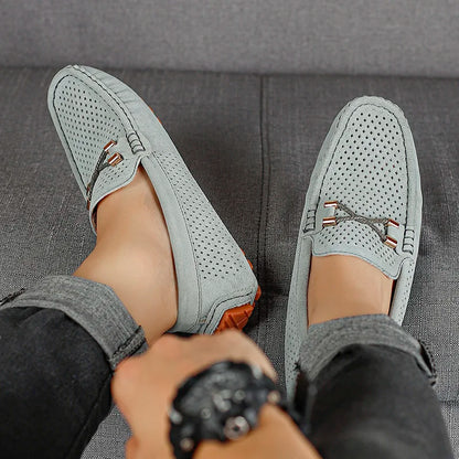 Mens Casual Shoes Genuine Leather Man Loafers Slip on Flats Lightweight Mens Driving Shoes Lazy Shoes