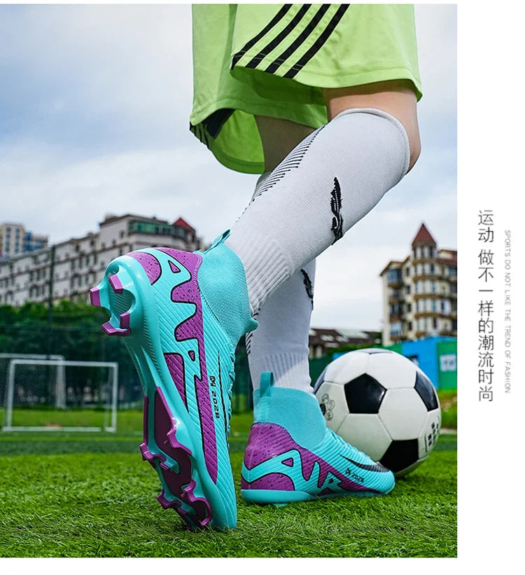 Fashion Pink Soccer Shoes Men's  Professional Lightweight Sock Football Boots Outdoor Non-slip Original Football Cleats Sneakers