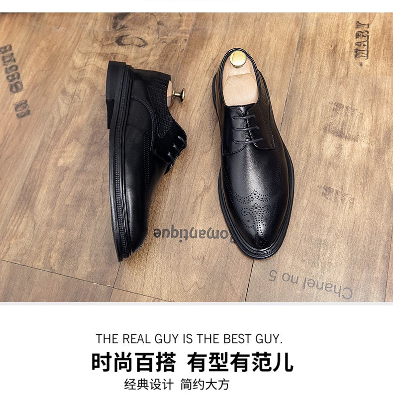 High Quality Mens Shoes 2026 New British Style High-End Leather Shoes Formal Business Wedding Groom Derby Shoes Hot Selling Shoe