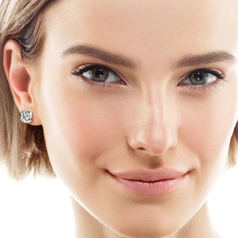 1CT 6.5mm D Color Moissanite Stud Earrings for Women Men 925 Silver Plated 18k Party GRA Certified Wedding Ear Studs Gift