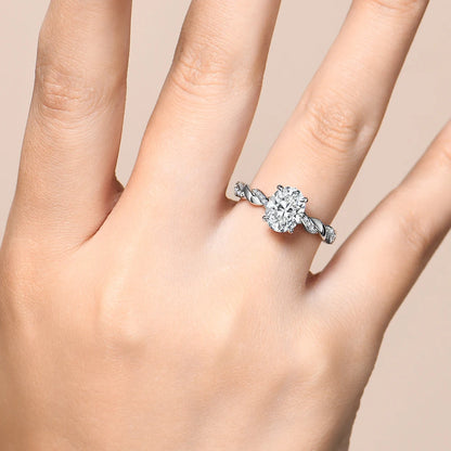 New 2CT Oval Cut Moissanite Ring S925 Silver 18K Gold Plated Cross Solitaire Rings for Women Engagement Wedding Jewelry