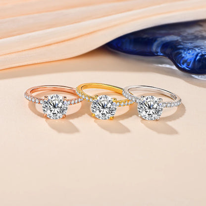 New Brand 18K 14K 10K Yellow Gold Moissanite Ring Round Cut 3.0CT Ring for Women Birthday Diamond for Wedding Gift