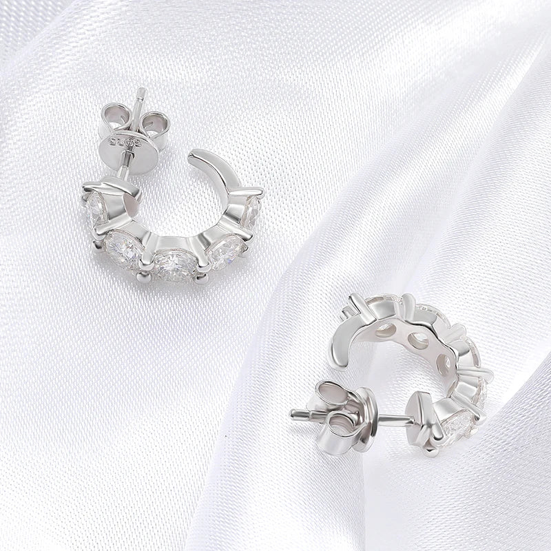 3/4mm D Color Full Moissanite Hoop Earrings for Women Luxury Quality Jewelry 100% 925 Sterling Silver Original Design