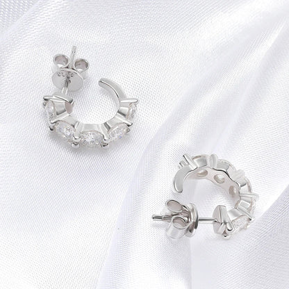 3/4mm D Color Full Moissanite Hoop Earrings for Women Luxury Quality Jewelry 100% 925 Sterling Silver Original Design