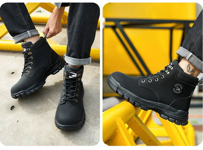 Safety Shoes Steel Toe Work Shoes Men Lightweight Kevlar-Midsole Industrial Work Boots Anti-puncture Protection Tactical Boots