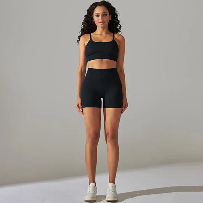 Seamless Yoga Set Gym Suits With Shorts Crop Top Sport Bra Women's Shorts 2 Pieces Set Running Workout Outfit Fitness Clothing