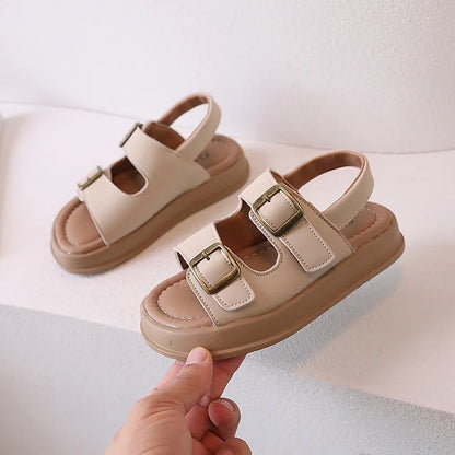 Kids Sandal 2024 New Summer Sandals for Boy Fashion Girls Thick Bottom Causal Sandals Children Beach Shoes Open-toe Hook Loop