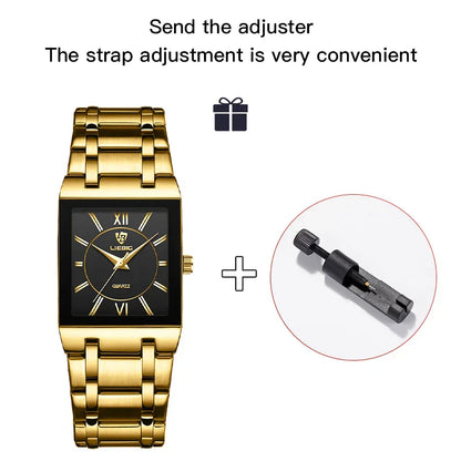 Luxury Quartz Wristwatches For Women Men Business Watch Simple Design Black Gold Stainless Steel Waterproof Quartz Clock