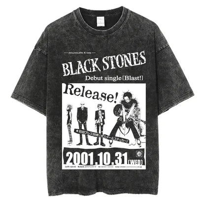 Japanese Anime Nana Osaki Print Vintage Washed Tshirt Harajuku Streetwear Graphic T-Shirt Summer Short Sleeve Cotton Tshirt