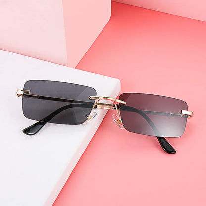 1Pc Women Vintage Sunglasses Luxury Design Rectangle Rimless Sun Glasses Retro UV400 Gradient Glasses Fashion Unisex Eyeglasses