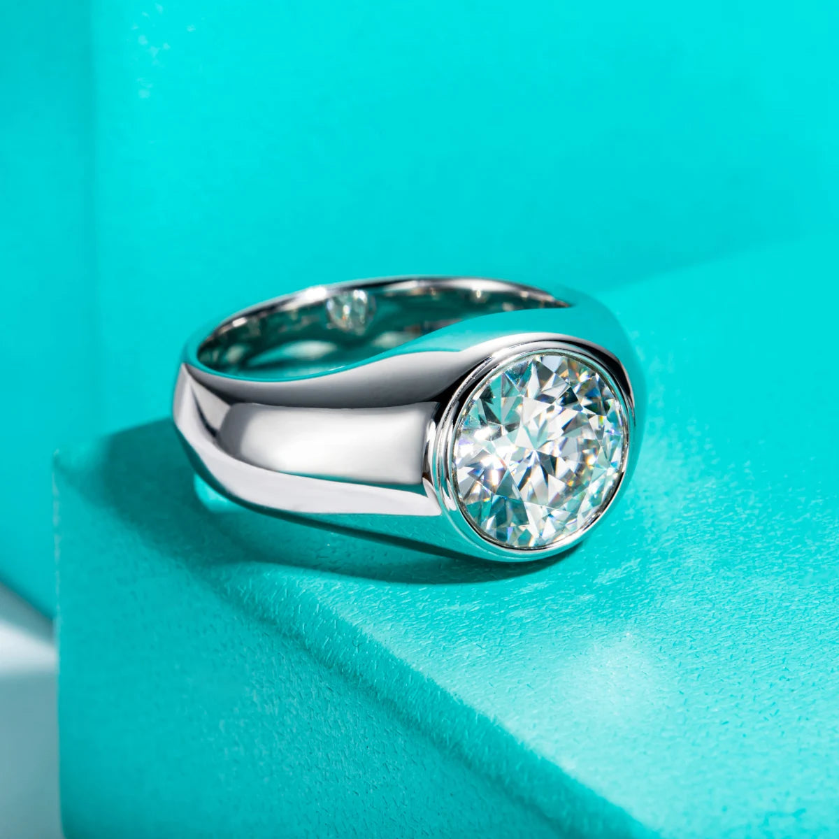4ct D Color Moissanite Men Rings 18K Gold Plated  Silver Engagement Bezel Rings For Men Factory Jewelry Wholesale