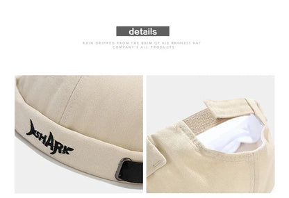 Embroidery Docker Cap Without Visor Shark Letter Brimless Caps Beanies Dome Adjustable Skullcap Solid Color Fashion Hat