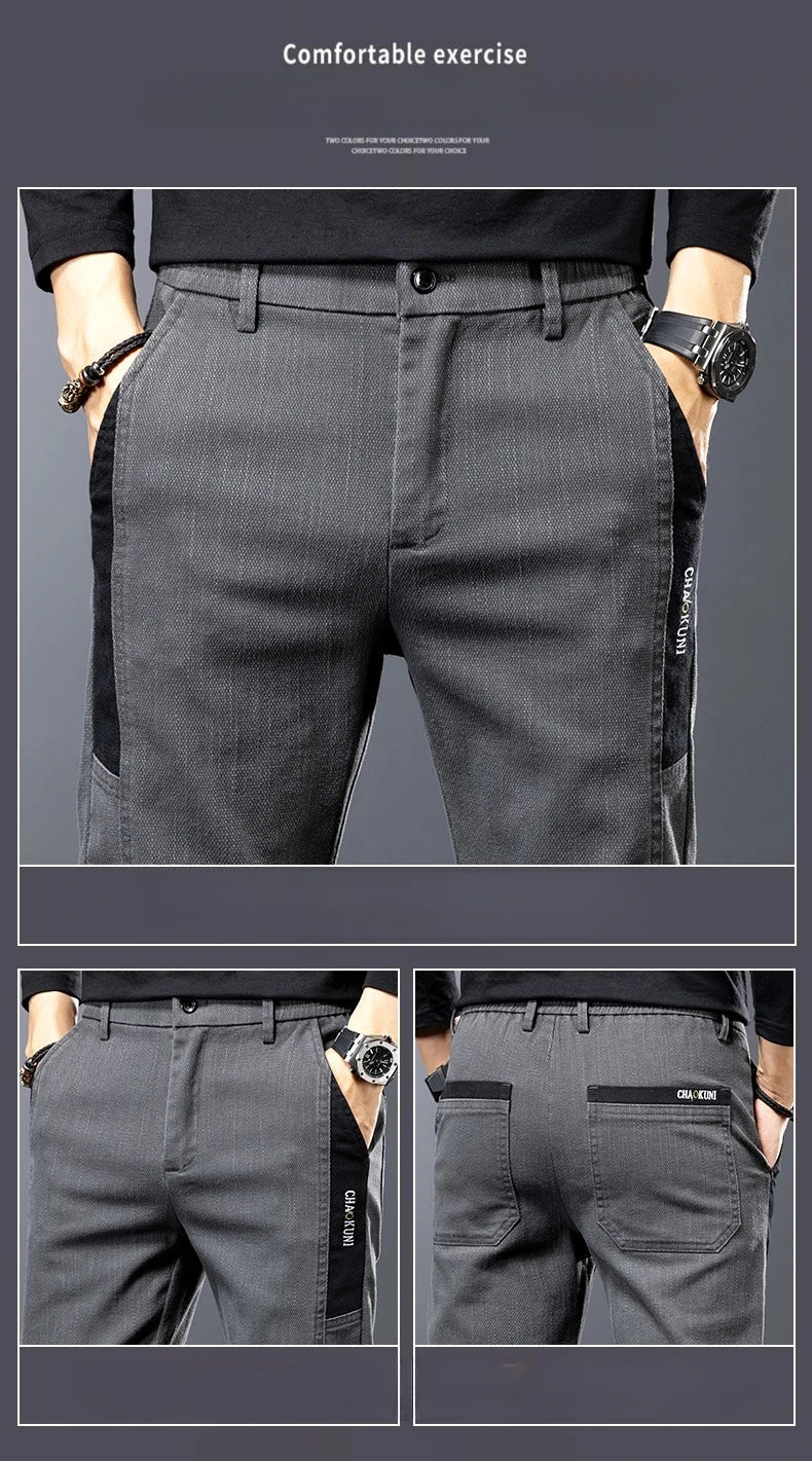 Winter Mens Fashion Fleece Warm Casual Pants Slim Straight Leg Korean Thermal Trousers Business Thicken Velvet Brand Streetpants