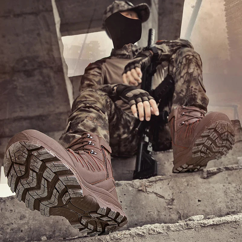 Men Tactical Boots Lace Up Brand Ankle Hiking Shoes Desert Work Boot Waterproof Size Plus Unisex Climbing Shoes