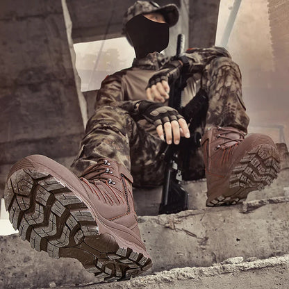 Men Tactical Boots Lace Up Brand Ankle Hiking Shoes Desert Work Boot Waterproof Size Plus Unisex Climbing Shoes