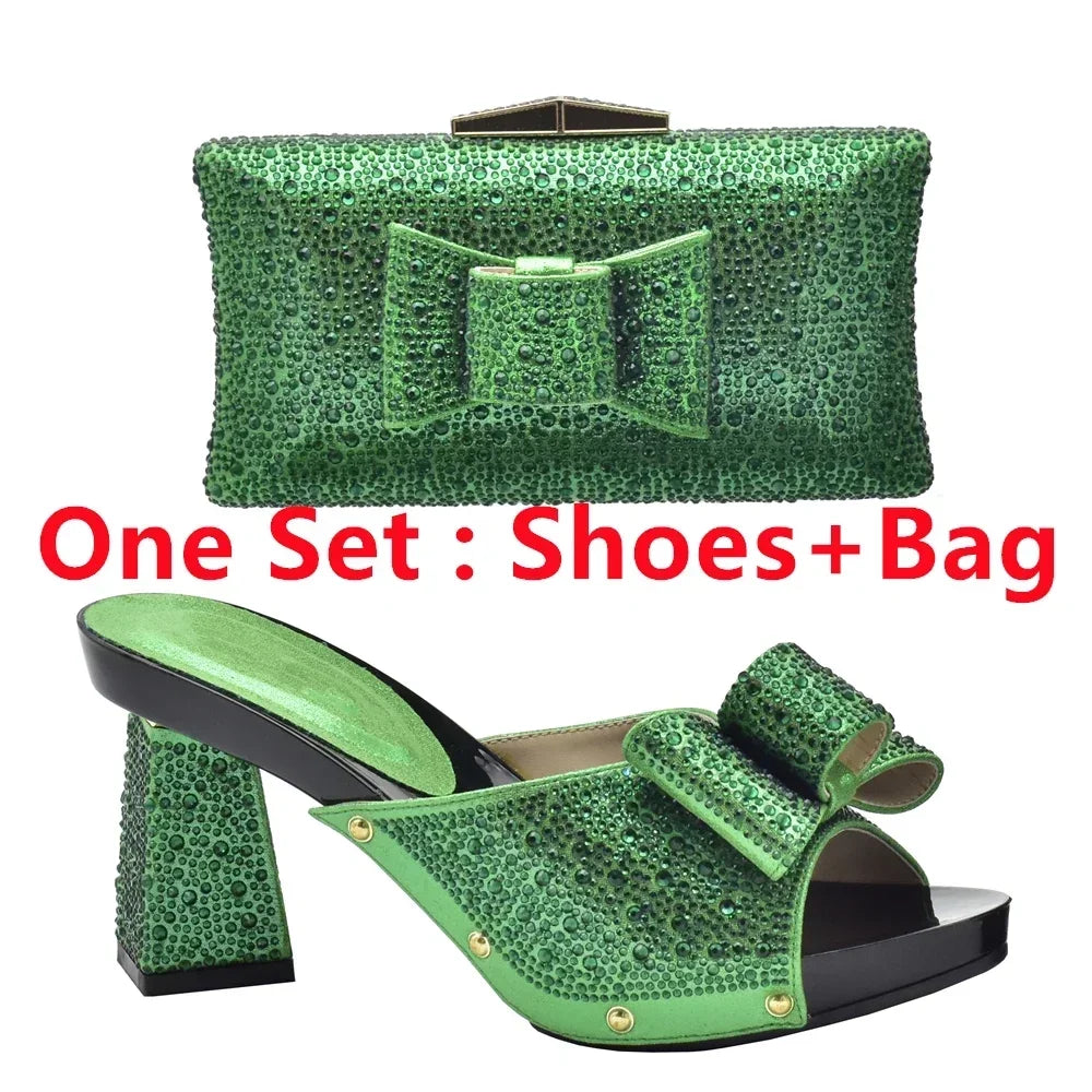 Shoe and Bag Set African Sets 2026 Fashion Gold Color Ladies Matching Shoe and Bag Set for Women Italian Ladies Shoe and Bag Set