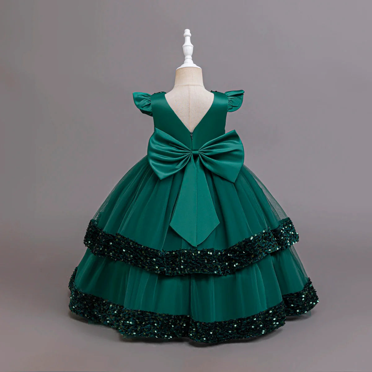 2025 New Elegant Girl Wedding Dress Sequined Mesh Princess Dress 4-12 Year Old Girl Graduation Party Prom Evening Dress