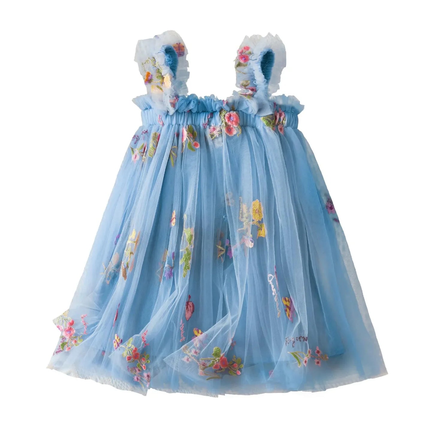 Outdoor Summer Cute Princess Dress Toddler Baby Girls Embroidery Flower Suspender Mesh Dresses Birthday Party Princess Dresses
