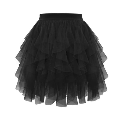 Women's Tulle Tutu Skirt Fashion Solid Color High Waist Mesh Skirt A-line Puff Skirt Cute Cake Skirt Cute Ballet Ball Half Skirt