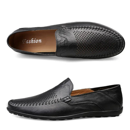 Genuine Leather Men Casual Shoes Luxury Brand Designer Men Loafers Moccasins Breathable Slip on Male Boat Shoes Plus Size 37-47