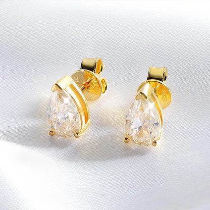 1CT 2CT 4CT Pear Cut Moissanite Stud Earrings for Women Sparkling Solitaire Jewelry 925 Sterling Silver Valentine Gift