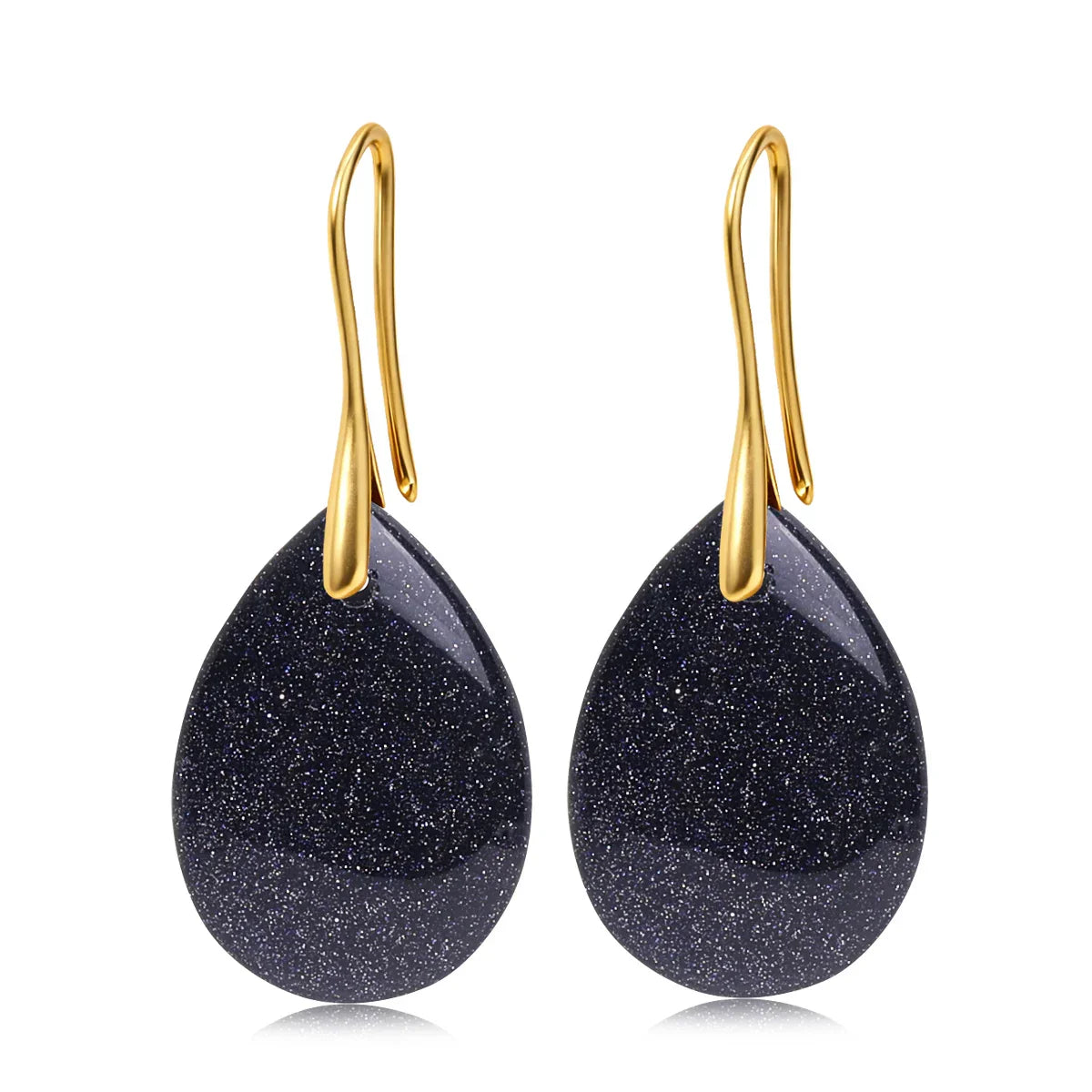 Natural Stone Pendant Women's Teardrop Earrings Elegant Gem Jewelry Creative Gift Black Obsidian Amethyst Rose Quartz Earrings