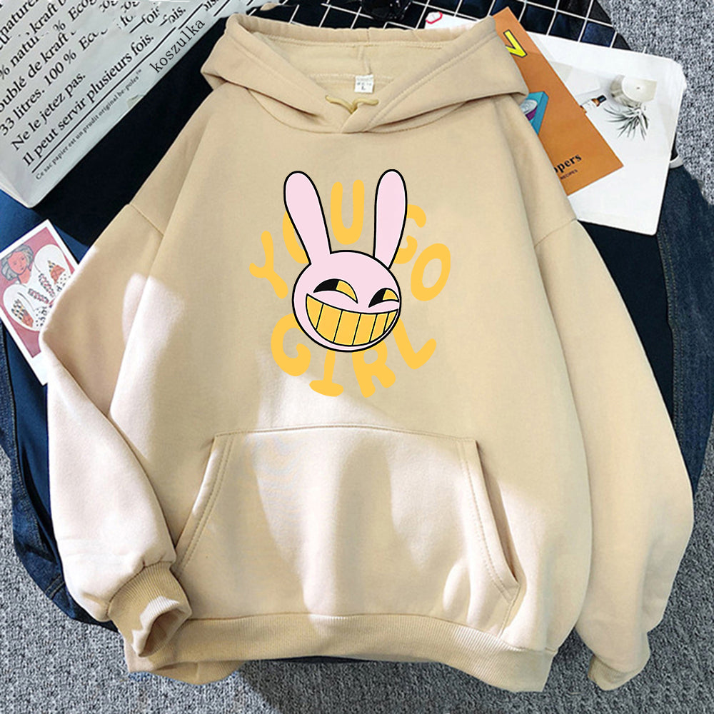 Hoodie Fashion Women Harajuku Funny Cute Rabbit Hoodie Unisex Cartoon Vintage Pullover Sweatshirt