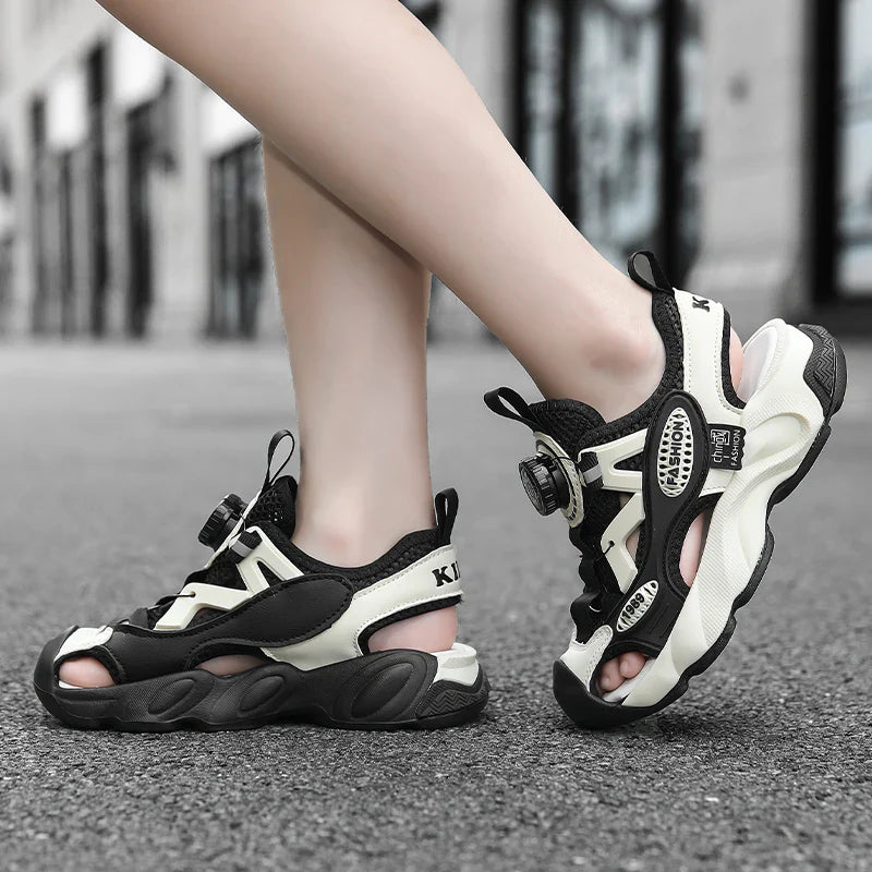 Summer Breathable Children's Sandals 5-16Y Boys' Fashion Beach Water Shoes Non Slip Outdoor Soft Bottom Sports Sandal Shading