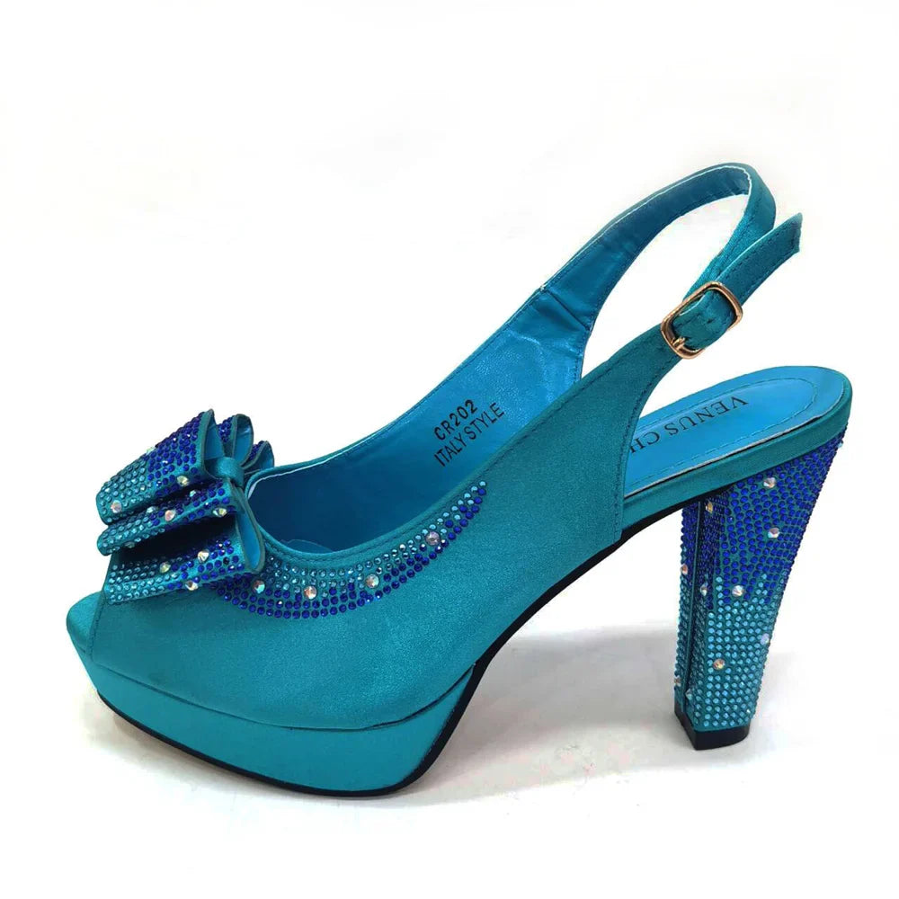 Shoes Matching Bag With Applique Mature African Ladies Super High Heels Sandals for Party Fashionable Italian Women