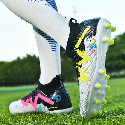 AG FG Athletic Soccer cleats PU Fabric Comfort Upper TPU Anti-slip Long Studs Sole Reliable Quality Adult Kids Training Shoes