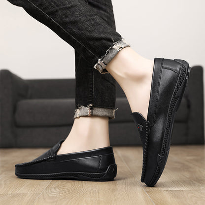 New White Black Leather Men Casual Shoes Luxury Brand Formal Dress Shoes Designer Men Loafers Breathable Slip on Driving Shoes