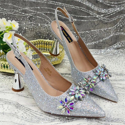 Últimos Sapatos de Design para Mulheres Designer de Luxo Sapatos de Casamento Noiva Sapatos de Festa Decorados com Strass Sandálias Femininas
