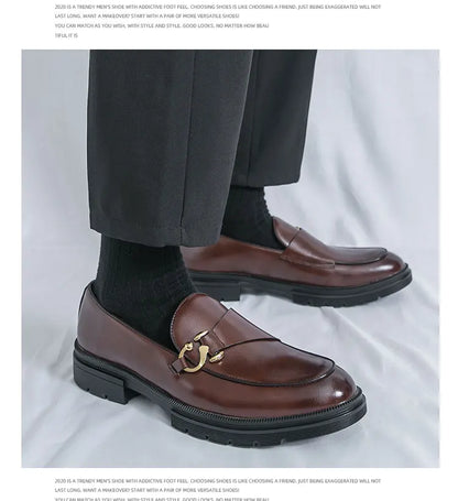 Men's Leather Loafers Slip On Office Casual Business Leather Shoes For Men Wedding Oxford Shoes Male Party Formal Derby Shoe Man