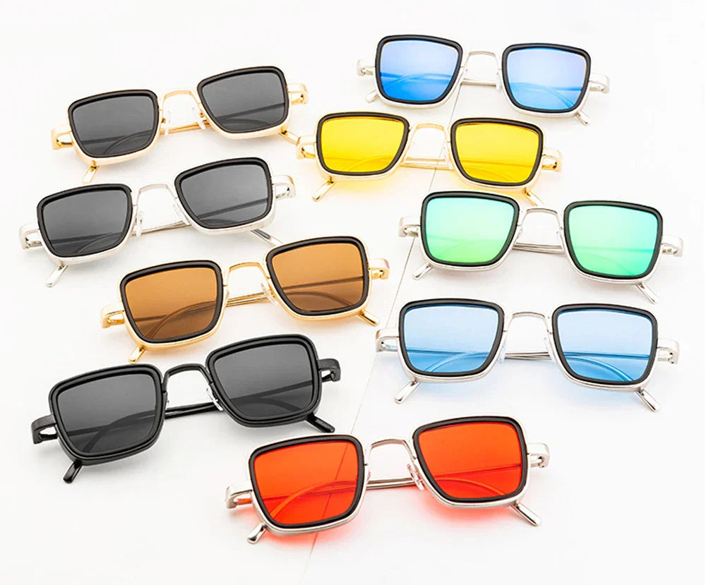 Brand Shades Men Women Sun Glasses UV400 Square Vintage Metal Steampunk Sunglasses