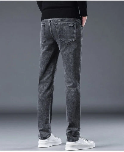 2023 Spring and Autumn New Classic Fashion Solid Color Elastic Small Legs Men's Casual Slim Comfortable Breathable Jeans 28-36