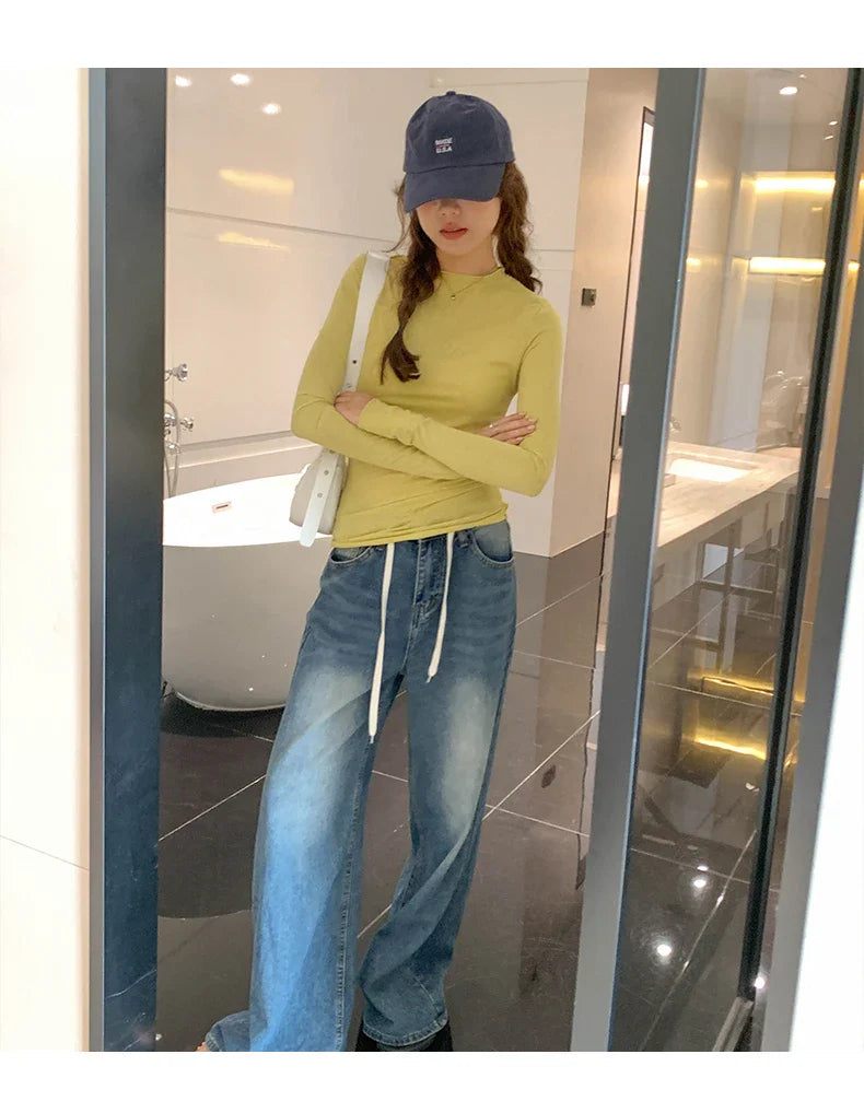 2026 Spring Autumn T shirt Women Tops Solid Slim Fit Long Sleeve O Neck Tshirts Female Casual Streetwear High Quality Base Tees