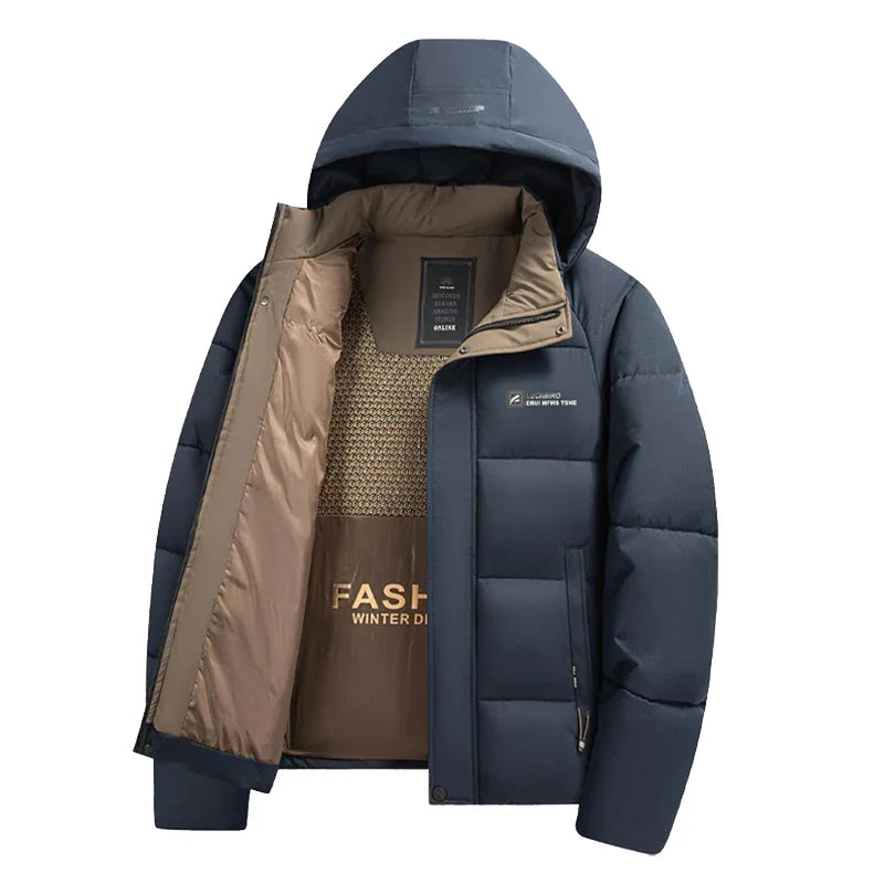 Graphene Warm Windproof Jacket Men 2024 Winter New Fashion Comfortable Thickened Outdoor Hooded Overcoat Male Casual Clothes