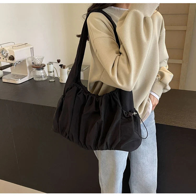 Hot Selling Fashion Nylon Pleated Women's Crossbody Bag 2026 New Casual Trend Versatile Large Capacity Tote Women's Shoulder Bag