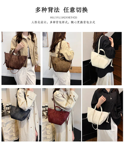 2025 Hot Sale Autumn Soft Women's Handbags Faux Suede Solid Color Large Capacity Shoulder Bag Casual Versatile Ladies Bags