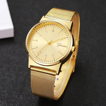 1PCs Women's Noble Temperament Watch Trend Simple Ladies' Luxury Mesh Strap Analog Quartz Watch The Best Choice For Girls' Gifts
