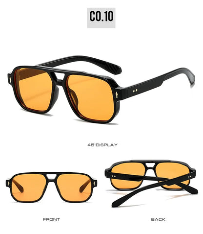 Fashion Square Sunglasses Women Men Driving Rivets Arrow Decoration Casual Travel Suitable for All Sun Glasses Uv400