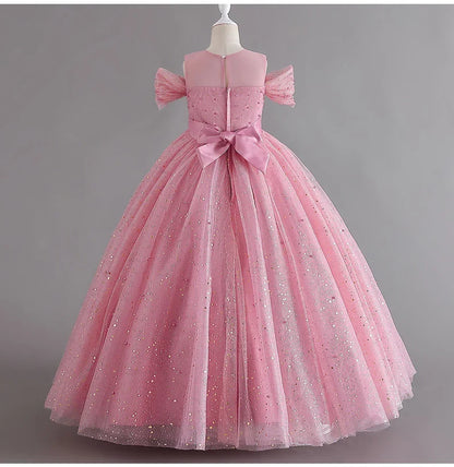 1308 Baby Dresses For Eid 2023 Girls' Sleeveless Mesh Puffy Princess Length Rainbow Skirt Dinner Piano Performance