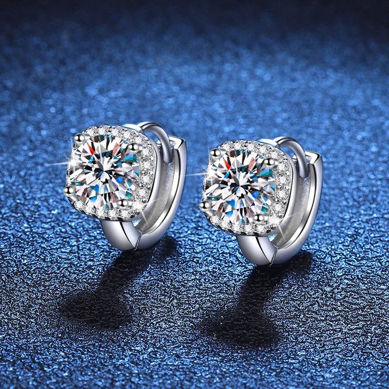 1ct Moissanite Earrings for Women S925 Sterling Silver with 18k Gold Plated Hoop Earring Wedding Jewelry with Certificate