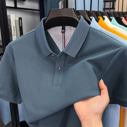 100% pure cotton high-end short sleeve polo shirt men's summer fashion new breathable Korean business casual golf brand T-shirt