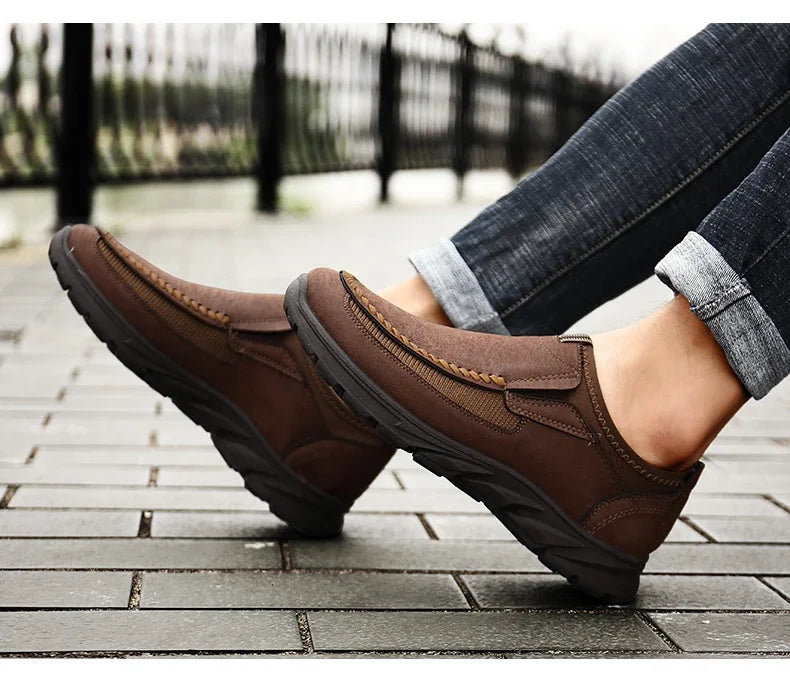 Sapatos Casuais Masculinos Respiráveis Mocassins Tênis Moda Confortável Plano Feito à Mão Retrô Lazer Mocassins Sapatos Masculinos