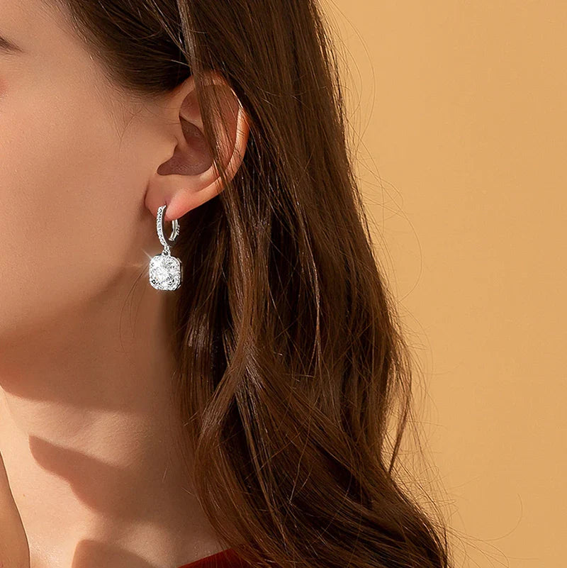 D Color Moissanite Earring 925 Sterling Sliver Plated with White Gold Earring for Women Wedding Engagement Fine Jewelry