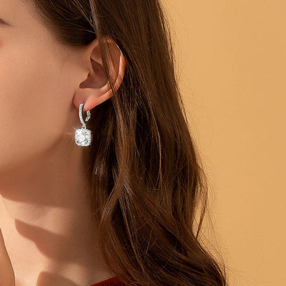 D Color Moissanite Earring 925 Sterling Sliver Plated with White Gold Earring for Women Wedding Engagement Fine Jewelry