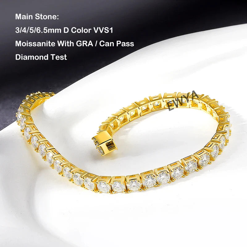 2024 New In GRA Certified 3/4/5/6.5MM White Full Moissanite Tennis Bracelet for Women Men 925 Silver Diamond Link Bracelets