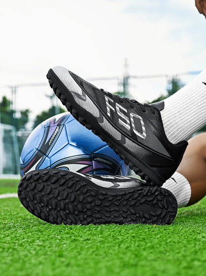Breathable TF Soccer Shoes Men Women Kids PU+Fabric Non-Slip Wear-Resistant Rubber Sole Training Shoes