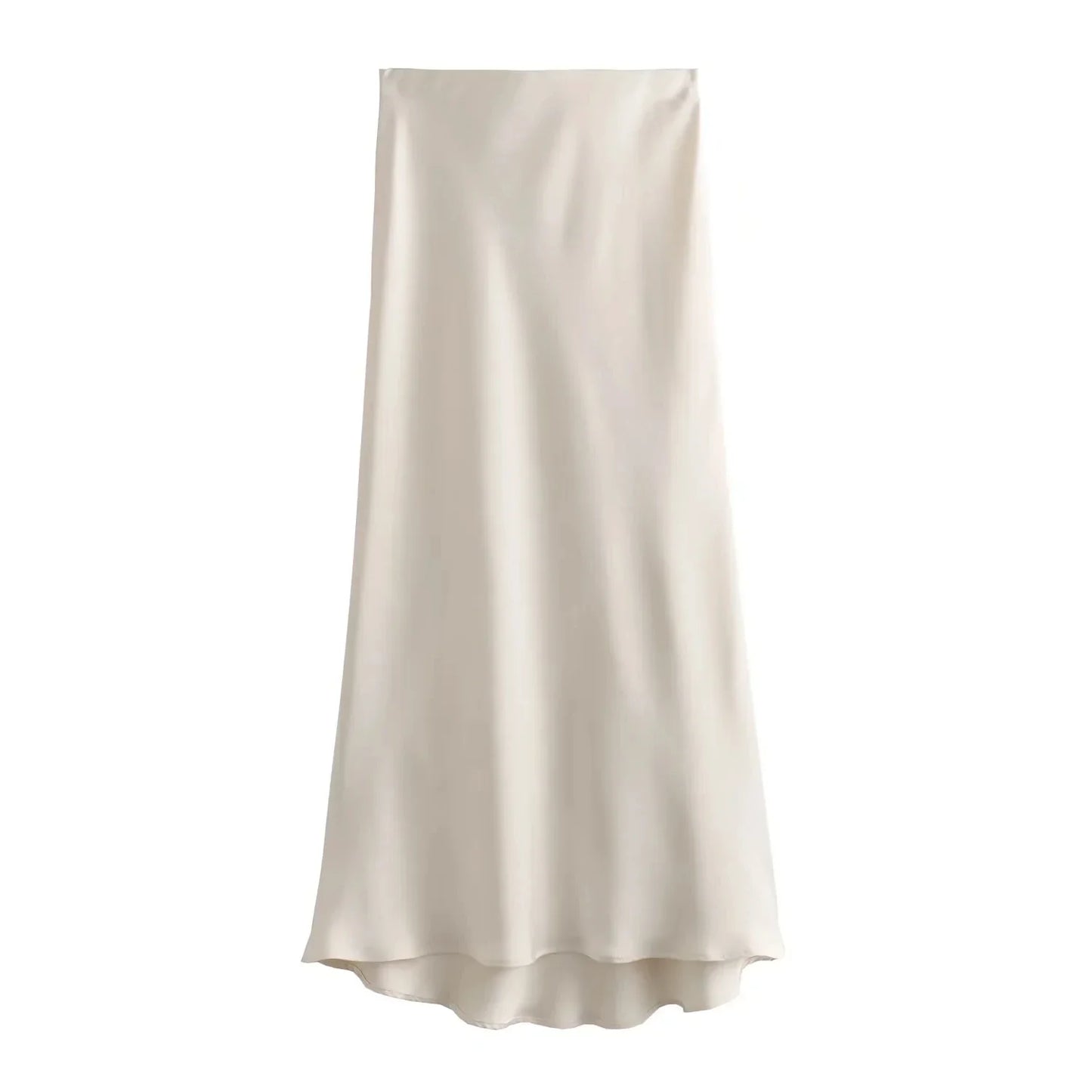 2024 Y2K Casual Women Long Skirt Spring Elastic High Waisted A-Line Casual Female Satin Skirts High Street Lady Skirts